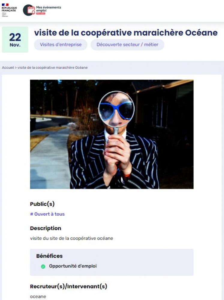 Visite d'entreprise OCEANE (Coopérative maraîchère) Visite d'entreprise OCEANE (Coopérative maraîchère)