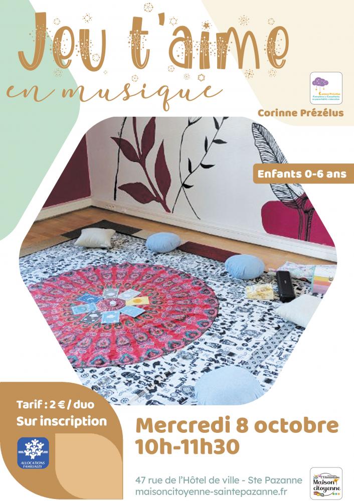 Jeu t'aime en musique - Atelier parent/enfant 0-6 ans Jeu t'aime en musique - Atelier parent/enfant 0-6 ans