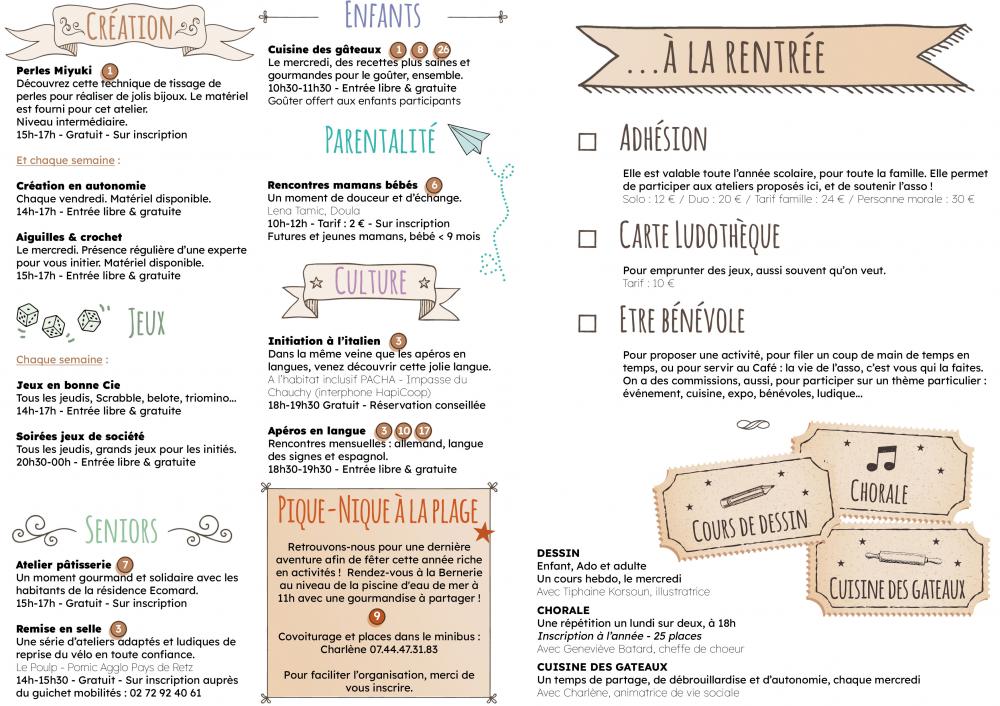 Programme du mois de juillet-août Programme du mois de juillet-août